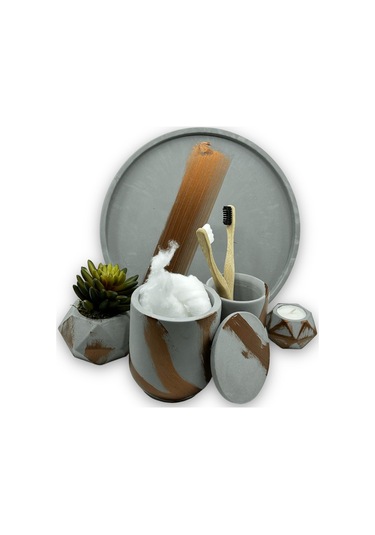 Rose Antrasit Beton Banyo Seti Gri Beton