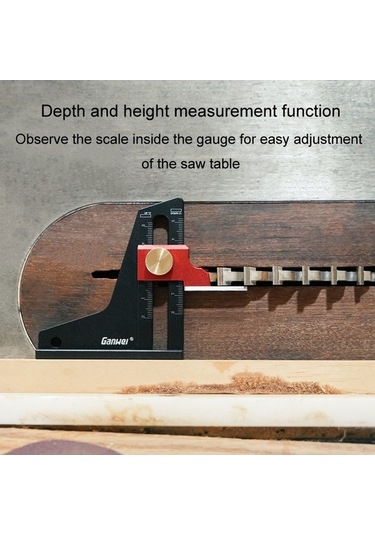 Pazly Ganwei Ağaç İşleme 0-50mm Yükseklik Ölçer Alüminyum Ayarlanabilir Tablesaw Derinlik Ölçme Aracı Siyah Diğer
