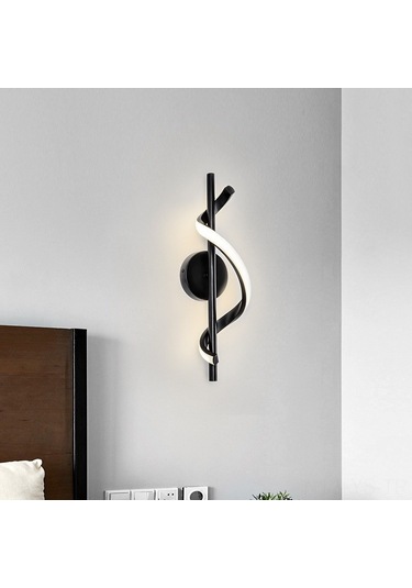 Yunboo Beyaz Spiral Demir Led Duvar Lambası - Üç Renk Işık, Yatak Odası, Koridor, Entrance İçin Modern Tasarım Beyaz