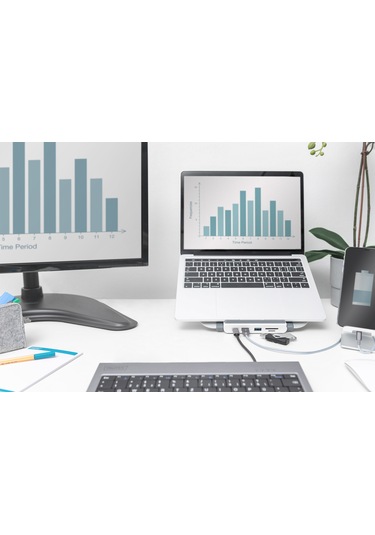 Dizüstü Yükselticili Usb-c Istasyonu 8 Bağlantı Noktalı Gümüş/