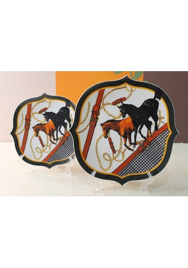 Fermato 12 Parça 6 Kişilik Porselen Pasta Ve Servis Tabağı Seti Hipodrom Serisi Çok Renkli