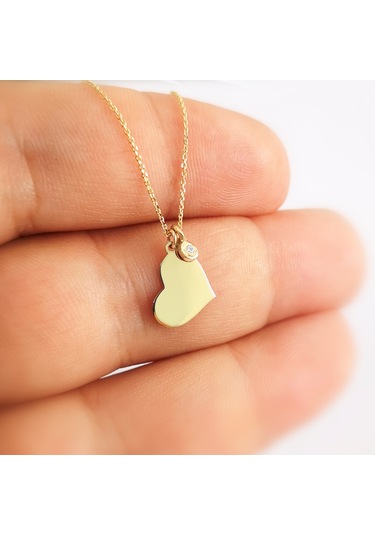 Altın Minik Pırlantalı Kalp Kolye AS83PKL AltınSepeti