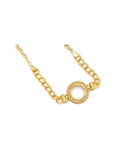 Altın Kaplama İmitasyon İşlemeli Figaro Model Çeyrek Çerçeve Bileklik Blk-1161 Altın