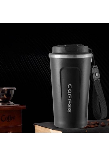 Pembe Mühür Kapaklı Seyahat Kahve Kupa Dökülmeye Dayanıklı Yalıtımlı Çevre Dostu Kolay Tek Elle İçme Paslanmaz