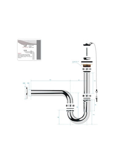 Aqua Bagno Basic Metal Sifon-süzgeç Dahil -parlak Krom - 32 Mm Çıkış Ucu