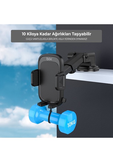 Bix Bxch4 Çok Fonksiyonlu Araç İçi Vantuzlu Telefon Tutucu Siyah