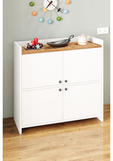 Ae-3060 Forum Beyaz/çam 4 Kapaklı, 4 Raflı, Ayakkabılık, Çok Amaç Beyaz - Atlantikçam