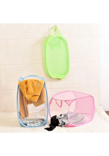 Katlanır Oyuncak Filesi Çamaşır Sepeti Çok Amaçlı Kirli Sepeti Xl Çok Renkli