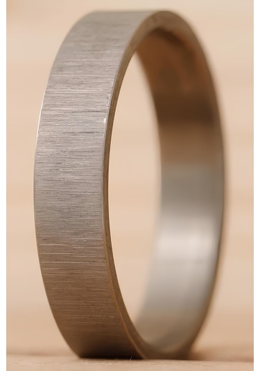 6mm Fırçalanmış Mat Düz Kadın Erkek Çelik Alyans Yüzük Cl46 Beyaz