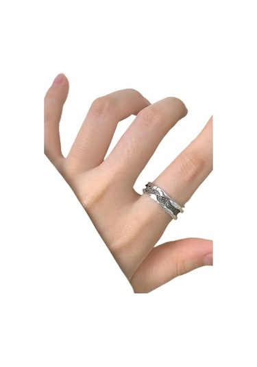 Soulader S925 Ayar Gümüş Lav Desenli Doğal Görünüm Nişan Yüzüğü Kadın Trend Elektrokaplama Moda Aksesuar Hediyelik Özel Gün Gümüş