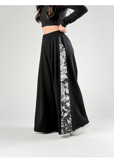 Cocopelli Desenli Siyah Oversize Kadın Samurai Pantolon Coc2775 Siyah