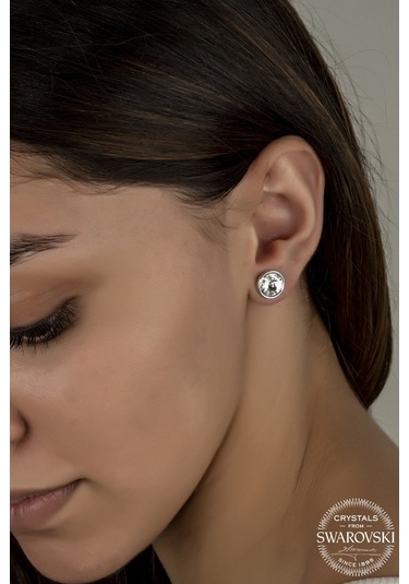 Union Swarovski Crystal Kadın Çivili Gümüş Küpe