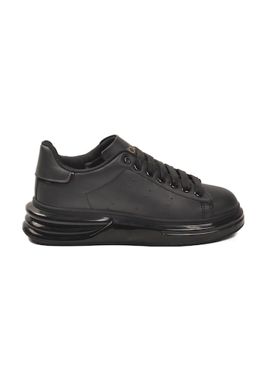 Walkway Siyah Bağcıklı Cilt Hafifi Unisex Sneaker 628 G Siyah