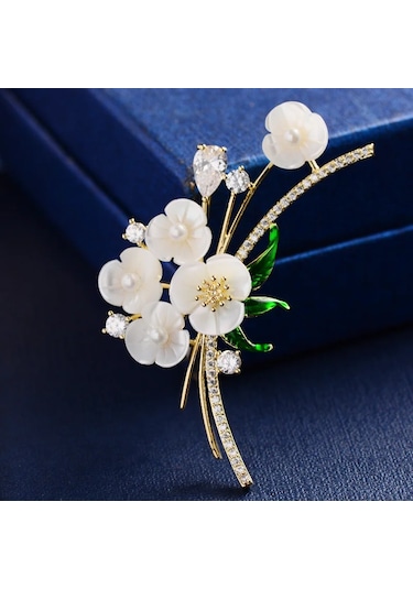 Gelişmiş Lüks 2023 Yeni Lale Çiçek Broşu Zarif Tasarım Gül Beyaz B8-4-7746 B8-4-7746