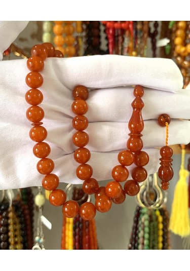 Turuncu Küre Model Sıkma Kehribar Tesbih