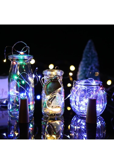 Vkemall Ip65 Su Geçirmez 4.5v 0.9w 15 Led Bakır Tel Işık Zinciri - 1.5m Fantezi Atmosfer Işığı Beyaz Çok Renkli