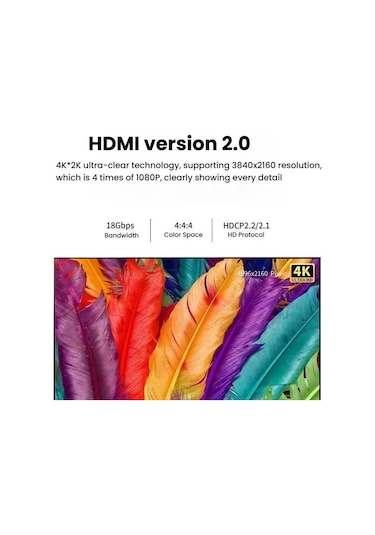 Sones Veggieg Hhı Hdmı 2.0 Hd Kablo 4k 60hz Televizyon Bilgisayar Monitörü Projektör Video Bağlantı Kablosu, Uzunluk: 3m