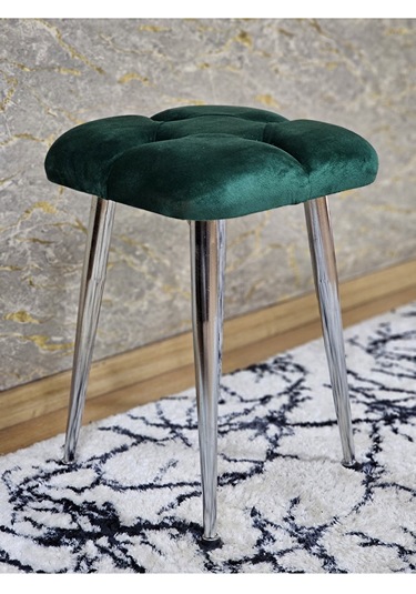 Kare Krom Kaplama Konik Ayaklı Tabure - Oturak - Bar Taburesi - A Çok Renki