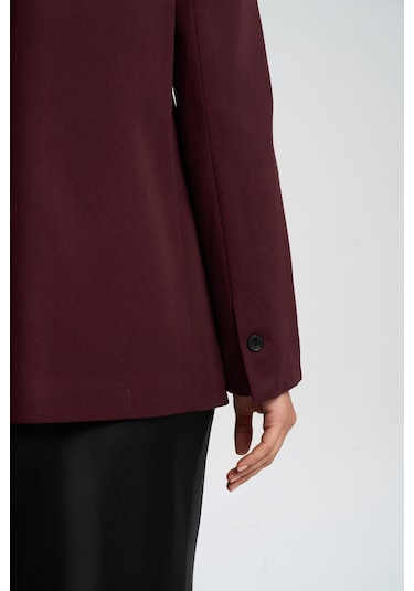 Mai Studios Co. Volda Yaka Detay Bordo Blazer Bordo