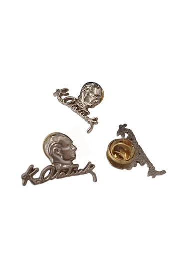 Atatürk Rozeti - Atatürk İmza Rozeti - Atatürk Döküm Rozet Renkli