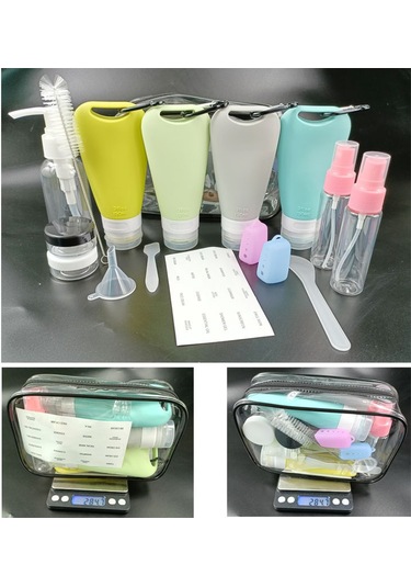 Fosenze 2022 Pratik Seyahat Silikon Kaplı Losyon Şişesi Ve Krem Kutusu Seti, 90ml Açık Mavi Açık Mavi