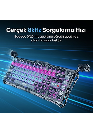 Gravastar V75 Pro Manyetik Kablolu Gaming Klavye, Xpro Kablosuz Optik Mouse Ve Mousepad Oyuncu Seti, Optik