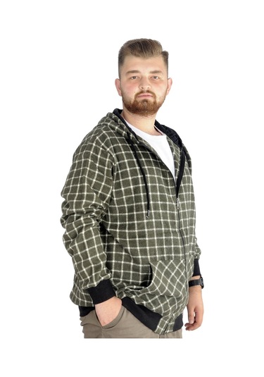 Mode Xl Erkek Oduncu Kapsonlu Sweat Pocket 21574 Yeşil 001