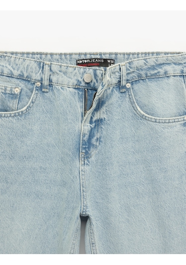 Koton Normal Bel Pamuklu Vintage Straight Fit Jean Pantolon Açık İndigo 6wam40018ıd Açık İndigo