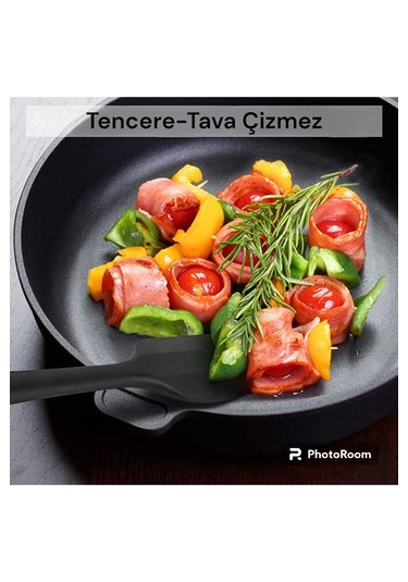 Silikon Kaşık Spatula Seti 6lı Yanmaz Yapışmaz Çizmez Siyah 27cm