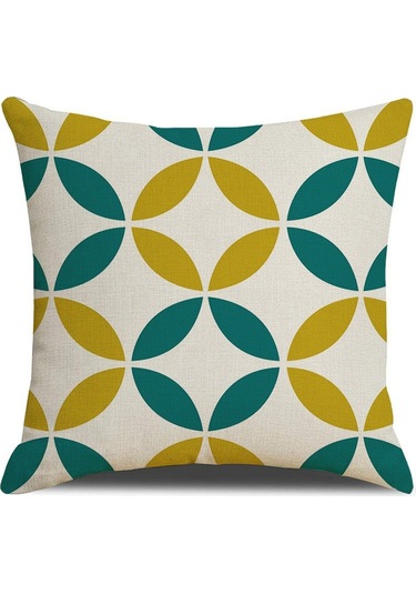 Kuzey Avrupa Geometrik Keten Yastık 45 45 Cm-1 Ekru