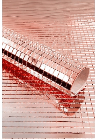 Büro Ev Ofis Etkinik Dekoru İçin 30x30cm Yapışkanlı Kare Bronz Cam Mozaik Fayans Aynalı Dekor Panel