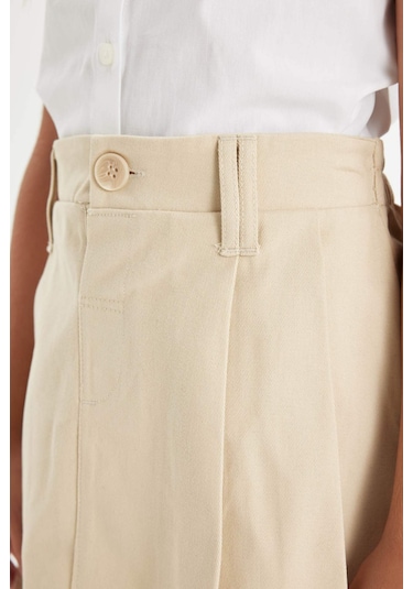 Defacto Kız Çocuk Beli Lastikli Pileli Gabardin Etek D2916A824WNBG743 Bej