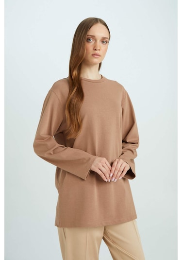 DeFacto Regular Fit Bisiklet Yaka Basic Düz Uzun Kollu Tişört Tunik D4897AX24WNBN299 DeFacto Regular Fit Bisiklet Yaka Basic Düz Uzun Kollu Tişört Tunik D4897AX24WNBN299