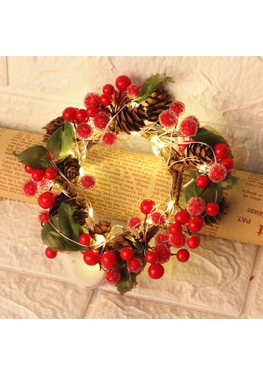 Geeksen Ip44 Su Geçirmez Kıvrılabilir Bakır Tel Noel Gül Ahşap Meşe Led Işık Zinciri Pil Dahil Değil Kırmızı