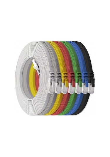 Irenis CAT7 Kablo Yassı FTP Ethernet Network LAN Ağ Kablosu, 15 M-Gri