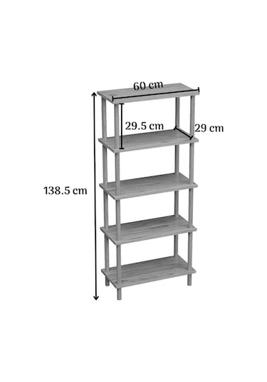 İntergo Dekoratif 5 Raflı Ahşap Ayaklı Kitaplık