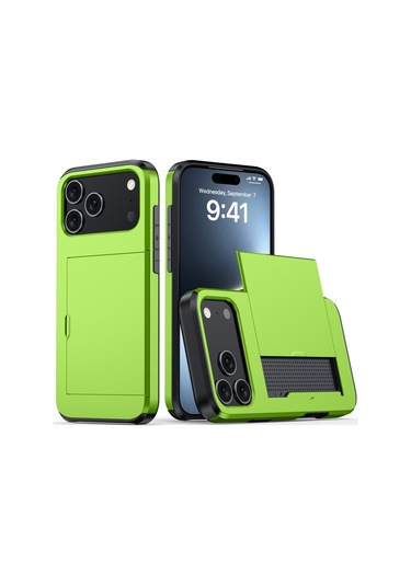 Snapbuy, İphone Uyumlu İçin Kredi Kartı Bölmesi Olan Cüzdan Kılıfı  İphone Uyumlu 16e Yeşil