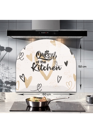 Decorita Cam Ocak Arkası |Oval Şekilli|Queen Of The Kitchen Love
