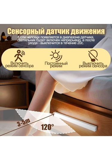 Youmex Usb Şarjlı Manyetik Led Lambası, Vücut Algılama, Dolap/odalar İçin, 300mm Sıcak Işık, Akıllı Gece Lambası Diğer