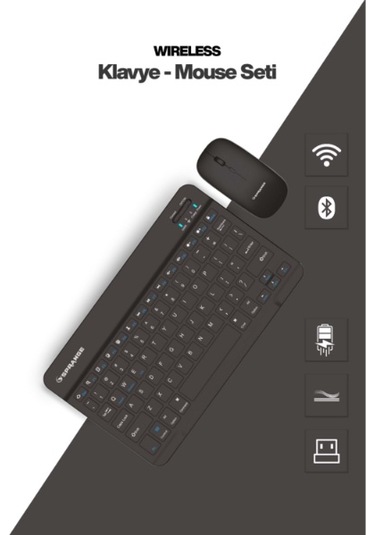 Siyah Kablosuz Klavye Ve Mouse Seti Optik