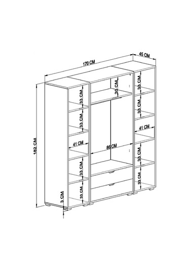 Nisan Açık Ceviz-beyaz 4 Kapılı 2 Çekmeceli Elbise Dolabı - Gardırop Seti Açık Ceviz & Beyaz