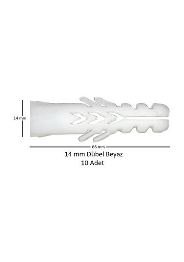 Dübel, 14 Mm Beyaz Dübel, 10 Adet