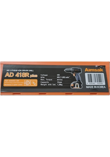 Aimsak AD418R 18V 2.5A Akülü Vidalama Makinesi