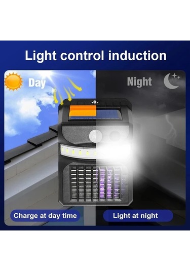 Honeybeeshop Çok Fonksiyonlu Güneş Enerjili Duvar Lambası Beyaz Işık Sıcak Işık Mor Işık Sivrisinek Kovucu Açık Bahçe Merdiven
