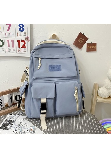 Ganzhoushop Tuval Stil Sırt Sırt Seyahat Renk Preppy Okul Kadın Hit Çantası Çantası Büyük Black Dr Siyah