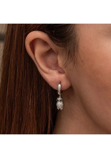 Gümüş Sallantılı Baykuş Kadın Küpe Gümüş