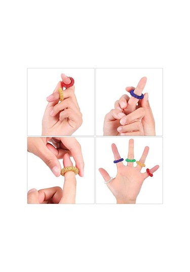 Gençler Yetişkinler İçin 10 Adet Parmak Yüzük Seti Stres