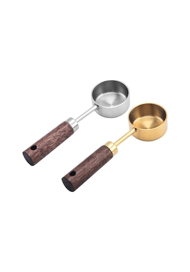 Sones 15ml Ahşap Saplı Paslanmaz Çelik Ölçüm Kaşığı Kahve Tozu Süt Tozu Kaşığı, Renk: Altın