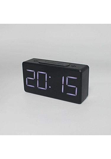 Aynalı Dijital Saat Ertelemeli Yatak Başı Çalar Saat Led Ekranlı 12/24 Saat Çift Formatlı Saat Pilsiz - Siyah Siyah