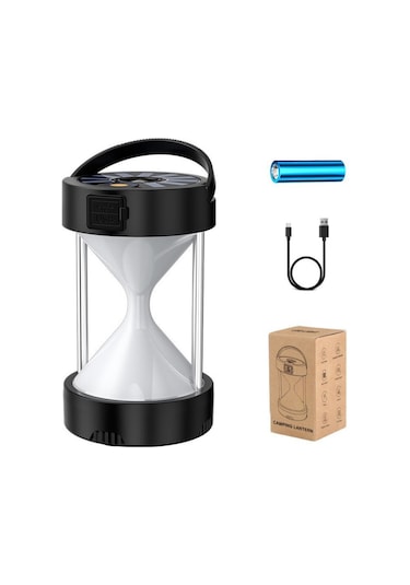 5809 Outdoor Çadır Işığı Solar Kum Saati Kamp Lambası Siyah